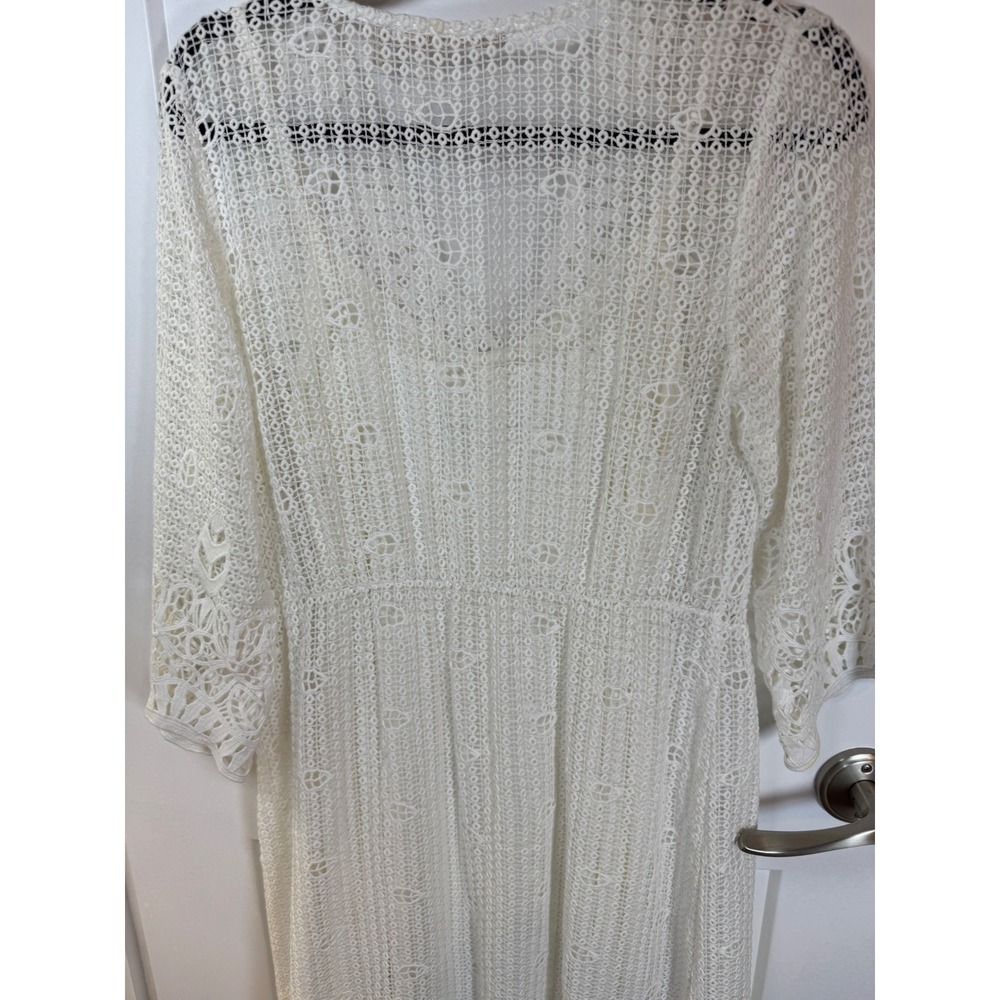 Soft Surroundings White Lace Midi Dress Petite Small PS Wrap V-Neck Boho Bridal - Picture 7 of 9